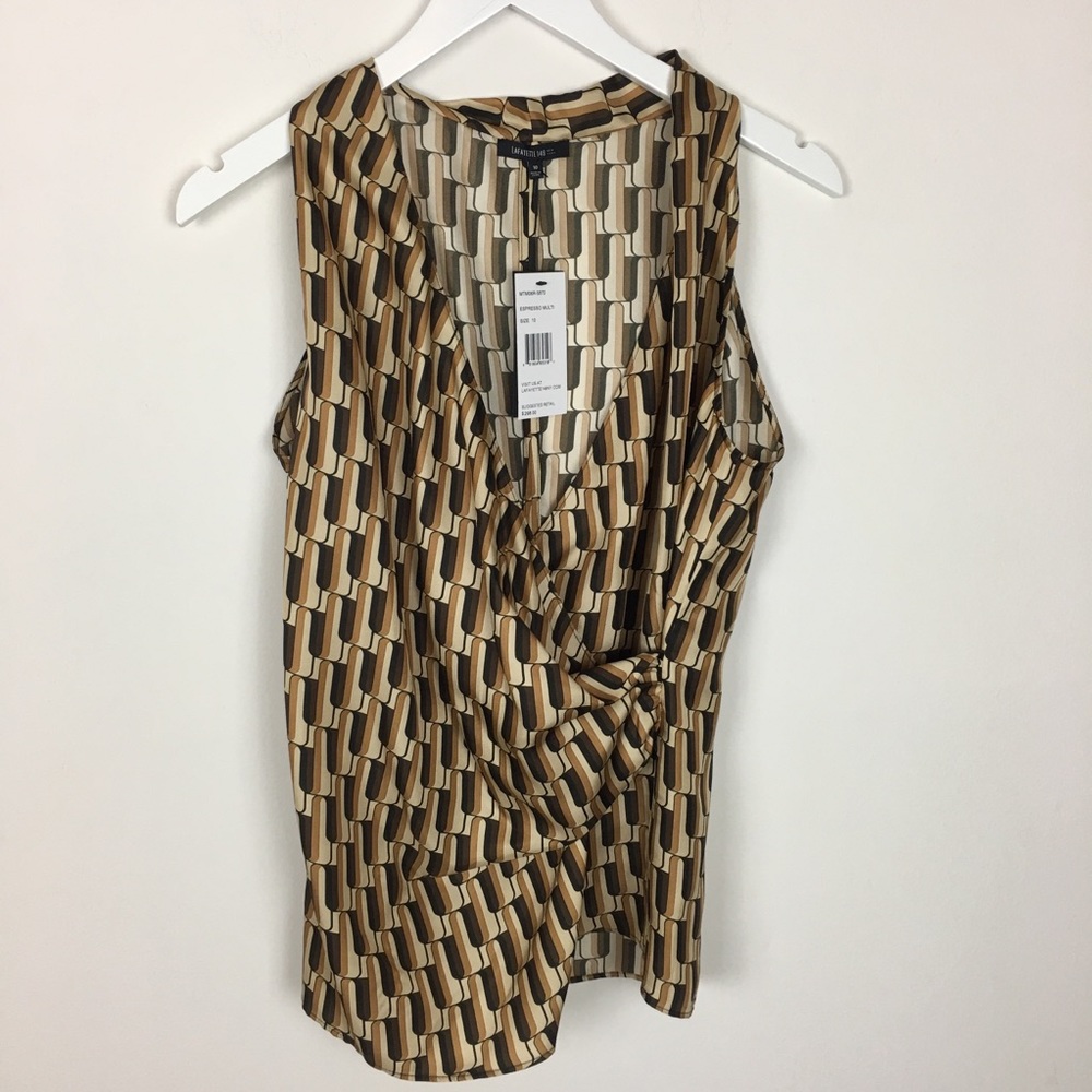 **Lafayette 148 Sleeveless V neck Blouse Size 10